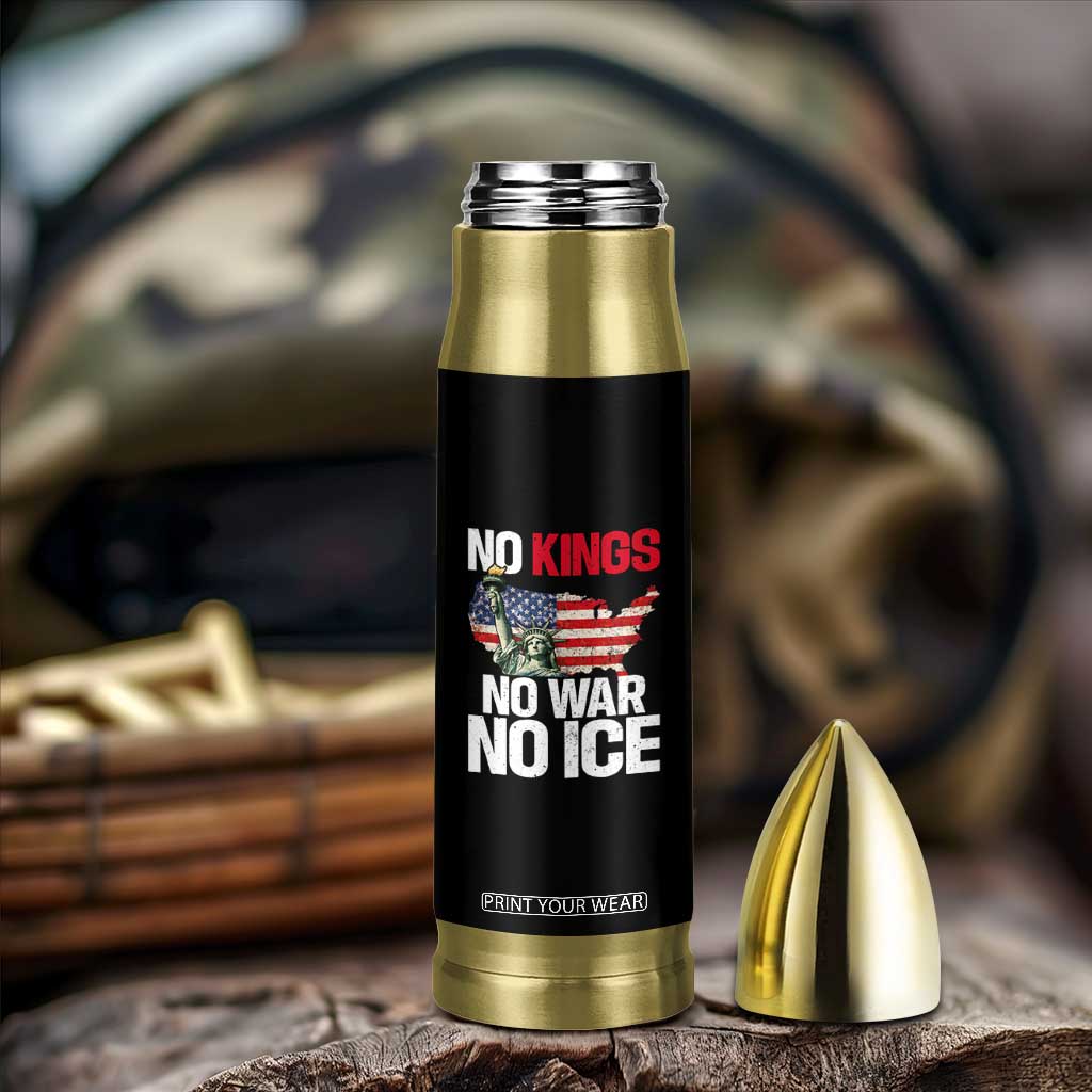 No Kings No Wars No Ice Statue of Liberty Bullet Tumbler American Flag Patriotic Protest Freedom Democracy TS02 Print Your Wear
