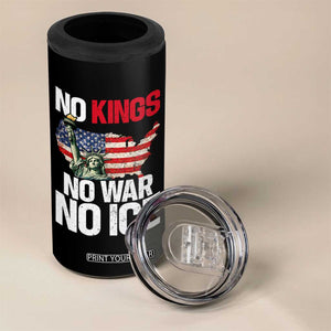 No Kings No Wars No Ice Statue of Liberty 4 in 1 Can Cooler Tumbler American Flag Patriotic Protest Freedom Democracy TS02 Print Your Wear