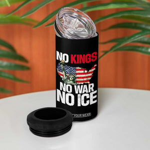 No Kings No Wars No Ice Statue of Liberty 4 in 1 Can Cooler Tumbler American Flag Patriotic Protest Freedom Democracy TS02 Print Your Wear