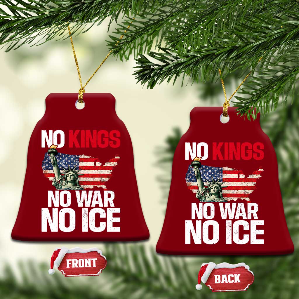 No Kings No Wars No Ice Statue of Liberty Ceramic Ornament American Flag Patriotic Protest Freedom Democracy TS02 Print Your Wear