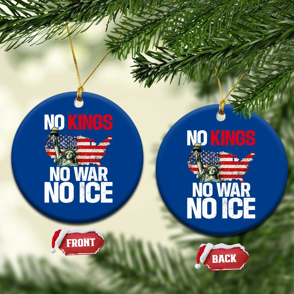 No Kings No Wars No Ice Statue of Liberty Ceramic Ornament American Flag Patriotic Protest Freedom Democracy TS02 1pc Blue Print Your Wear