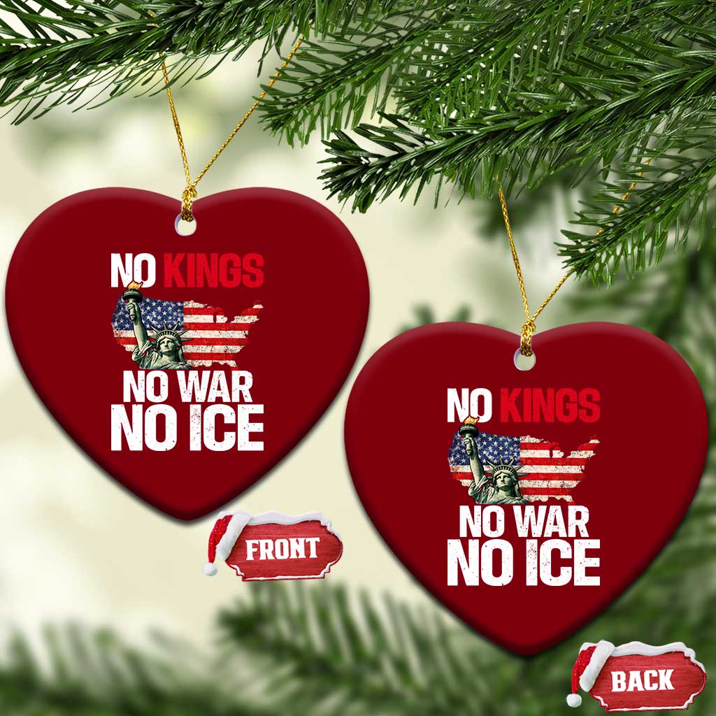 No Kings No Wars No Ice Statue of Liberty Ceramic Ornament American Flag Patriotic Protest Freedom Democracy TS02 Print Your Wear