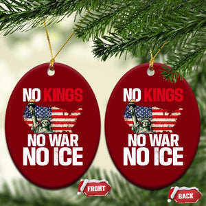 No Kings No Wars No Ice Statue of Liberty Ceramic Ornament American Flag Patriotic Protest Freedom Democracy TS02 Print Your Wear