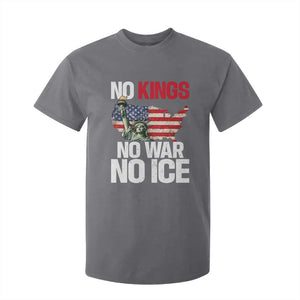 No Kings No Wars No Ice Statue of Liberty T Shirt For Kid American Flag Patriotic Protest Freedom Democracy TS02 Charcoal Print Your Wear