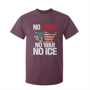 No Kings No Wars No Ice Statue of Liberty T Shirt For Kid American Flag Patriotic Protest Freedom Democracy TS02 Maroon Print Your Wear