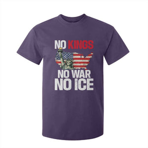 No Kings No Wars No Ice Statue of Liberty T Shirt For Kid American Flag Patriotic Protest Freedom Democracy TS02 Purple Print Your Wear