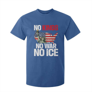 No Kings No Wars No Ice Statue of Liberty T Shirt For Kid American Flag Patriotic Protest Freedom Democracy TS02 Royal Blue Print Your Wear