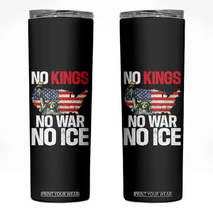 No Kings No Wars No Ice Statue of Liberty Skinny Tumbler American Flag Patriotic Protest Freedom Democracy TS02 Black Print Your Wear