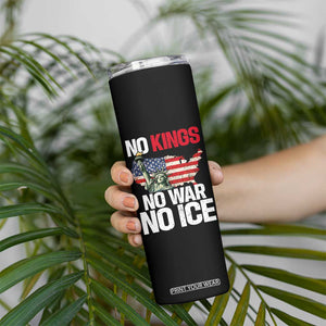 No Kings No Wars No Ice Statue of Liberty Skinny Tumbler American Flag Patriotic Protest Freedom Democracy TS02 Print Your Wear