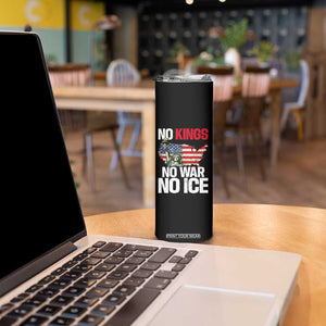 No Kings No Wars No Ice Statue of Liberty Skinny Tumbler American Flag Patriotic Protest Freedom Democracy TS02 Print Your Wear