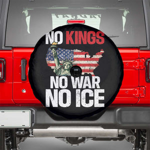 No Kings No Wars No Ice Statue of Liberty Spare Tire Cover American Flag Patriotic Protest Freedom Democracy TS02 Black Print Your Wear