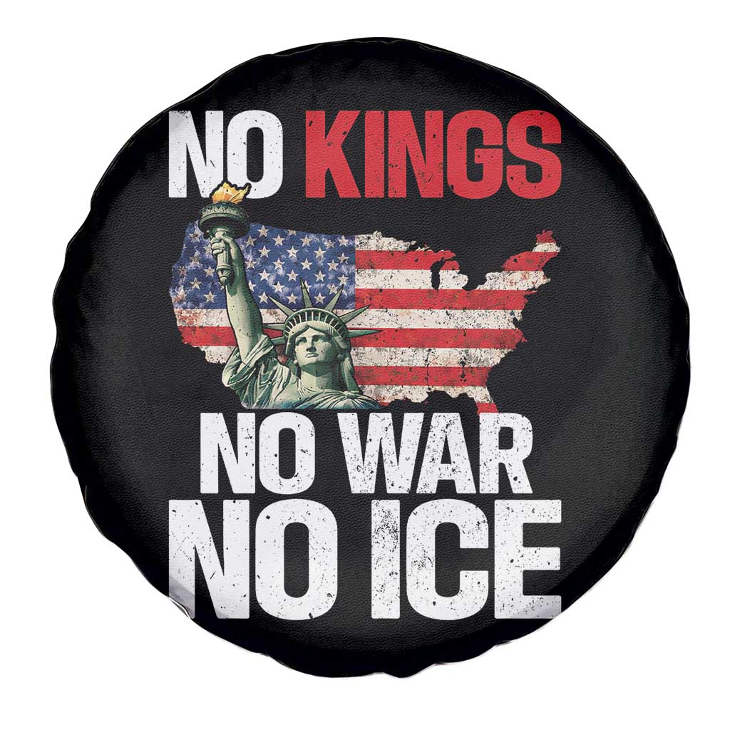 No Kings No Wars No Ice Statue of Liberty Spare Tire Cover American Flag Patriotic Protest Freedom Democracy TS02 Print Your Wear
