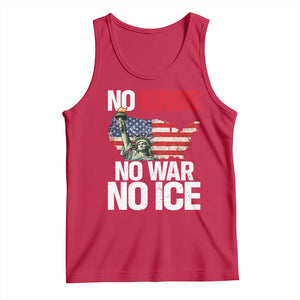 No Kings No Wars No Ice Statue of Liberty Tank Top American Flag Patriotic Protest Freedom Democracy TS02 Red Print Your Wear