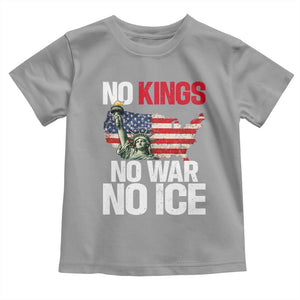 No Kings No Wars No Ice Statue of Liberty Toddler T Shirt American Flag Patriotic Protest Freedom Democracy TS02 Sport Gray Print Your Wear