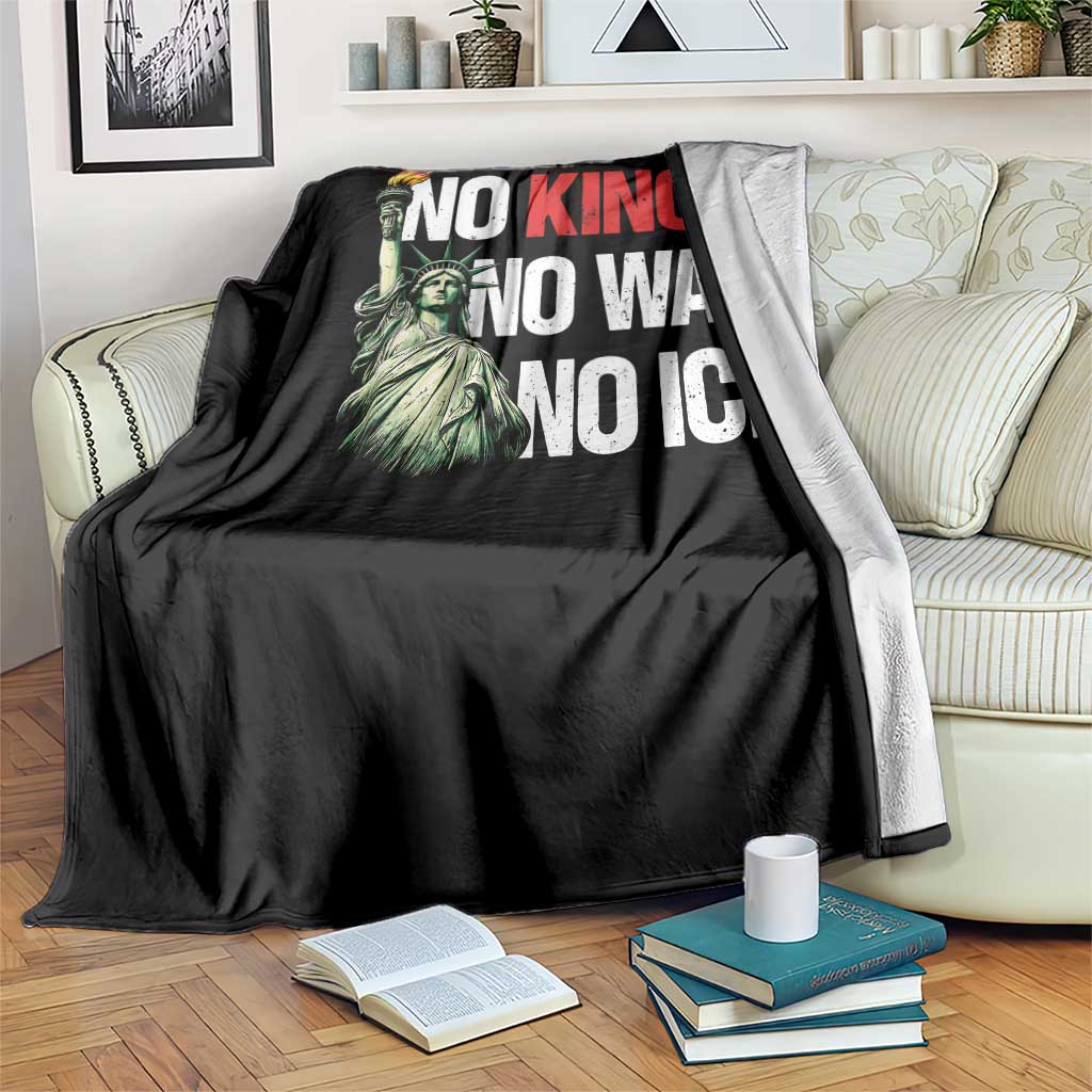 No Kings No Wars No Ice Statue of Liberty Throw Blanket American Flag Patriotic Protest Human Rights TS02 Print Your Wear