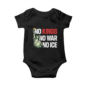No Kings No Wars No Ice Statue of Liberty Baby Onesie American Flag Patriotic Protest Human Rights TS02 Black Print Your Wear