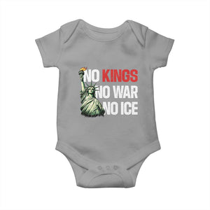 No Kings No Wars No Ice Statue of Liberty Baby Onesie American Flag Patriotic Protest Human Rights TS02 Sport Gray Print Your Wear
