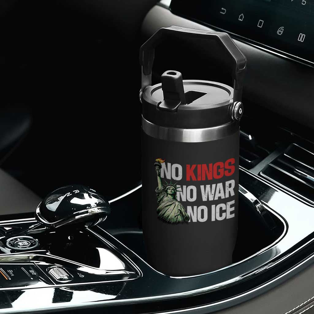 No Kings No Wars No Ice Statue of Liberty Flip Straw Tumbler American Flag Patriotic Protest Human Rights TS02 Print Your Wear