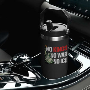 No Kings No Wars No Ice Statue of Liberty Flip Straw Tumbler American Flag Patriotic Protest Human Rights TS02 Print Your Wear