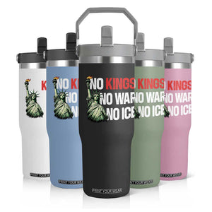 No Kings No Wars No Ice Statue of Liberty Flip Straw Tumbler American Flag Patriotic Protest Human Rights TS02 Print Your Wear