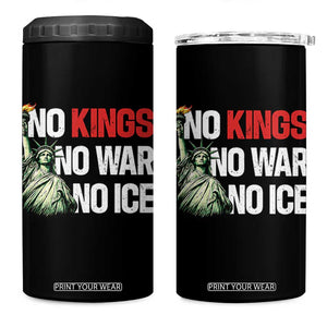 No Kings No Wars No Ice Statue of Liberty 4 in 1 Can Cooler Tumbler American Flag Patriotic Protest Human Rights TS02 One Size: 16 oz Black Print Your Wear