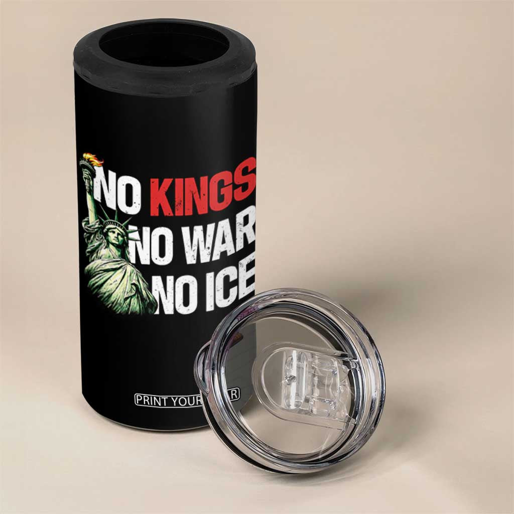 No Kings No Wars No Ice Statue of Liberty 4 in 1 Can Cooler Tumbler American Flag Patriotic Protest Human Rights TS02 Print Your Wear