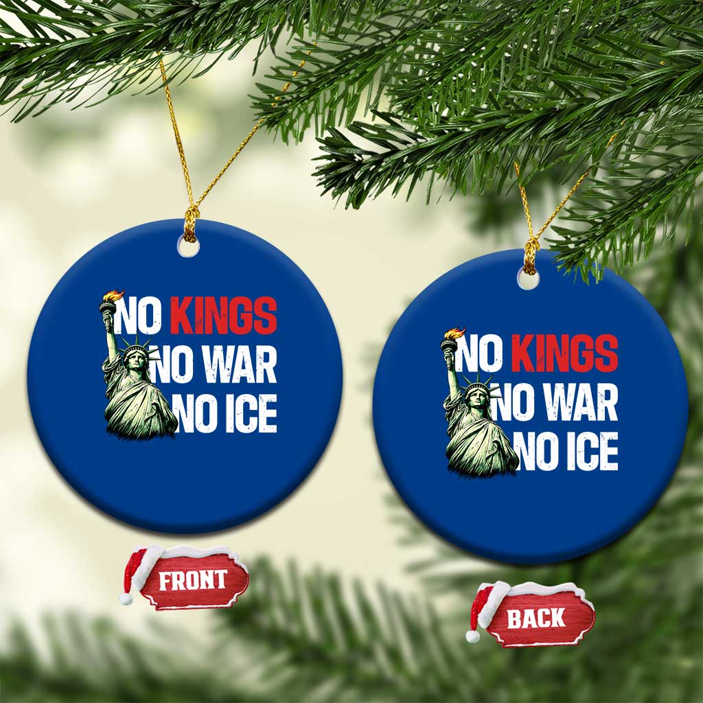 No Kings No Wars No Ice Statue of Liberty Ceramic Ornament American Flag Patriotic Protest Human Rights TS02 1pc Blue Print Your Wear