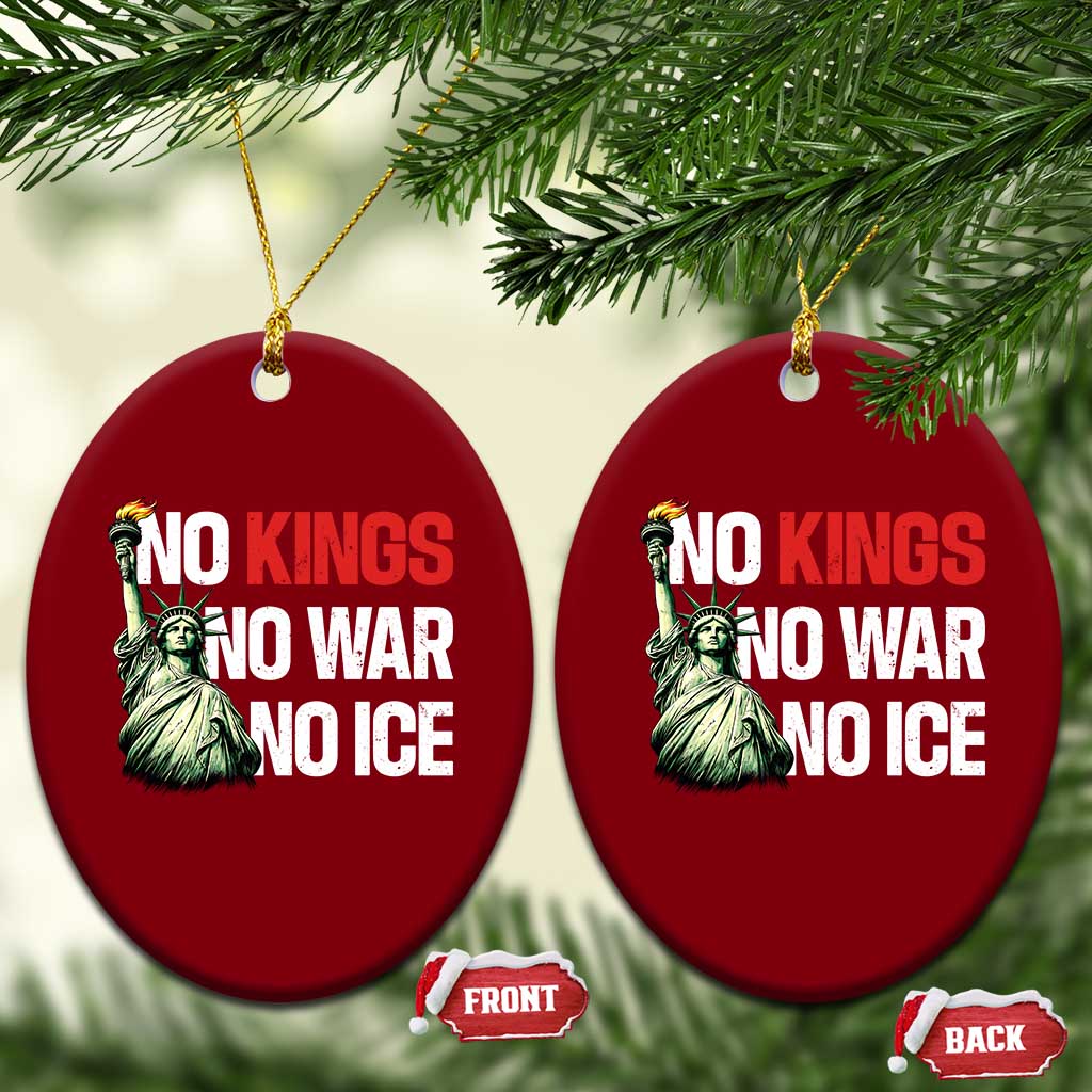 No Kings No Wars No Ice Statue of Liberty Ceramic Ornament American Flag Patriotic Protest Human Rights TS02 Print Your Wear