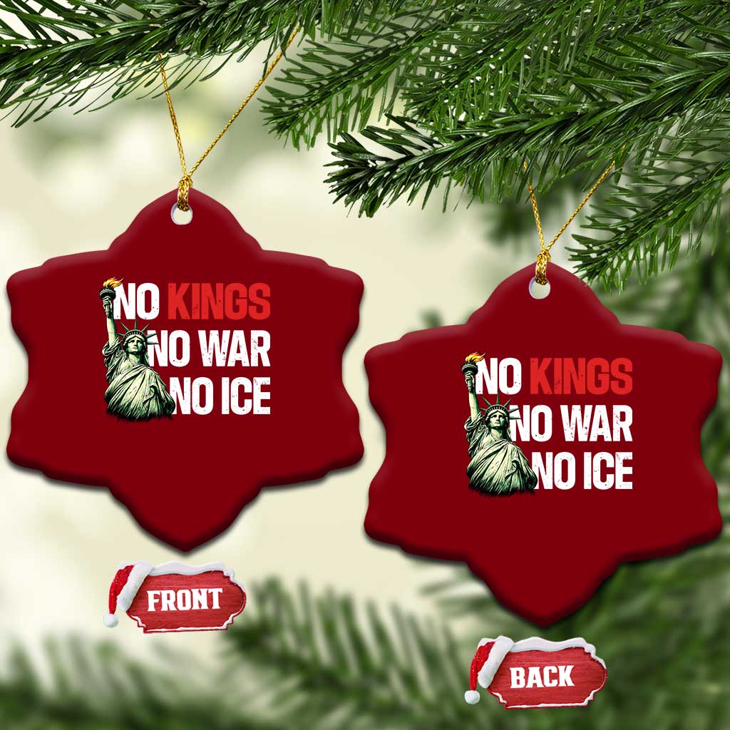 No Kings No Wars No Ice Statue of Liberty Ceramic Ornament American Flag Patriotic Protest Human Rights TS02 Print Your Wear