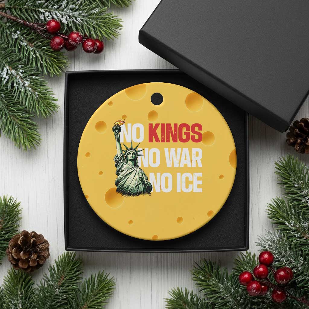 No Kings No Wars No Ice Statue of Liberty Ceramic Ornament American Flag Patriotic Protest Human Rights TS02 1pc Yellow Cheese Print Your Wear