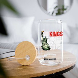No Kings No Wars No Ice Statue of Liberty Glass Can American Flag Patriotic Protest Human Rights TS02 Print Your Wear