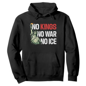 No Kings No Wars No Ice Statue of Liberty Hoodie American Flag Patriotic Protest Human Rights TS02 Black Print Your Wear