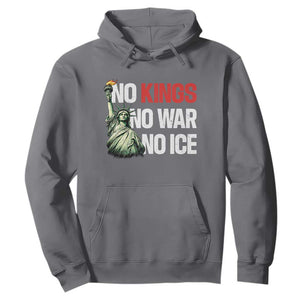 No Kings No Wars No Ice Statue of Liberty Hoodie American Flag Patriotic Protest Human Rights TS02 Charcoal Print Your Wear