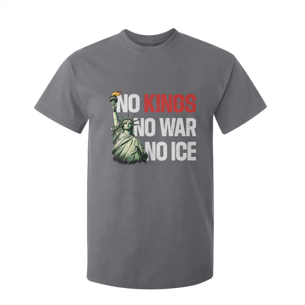 No Kings No Wars No Ice Statue of Liberty T Shirt For Kid American Flag Patriotic Protest Human Rights TS02 Charcoal Print Your Wear