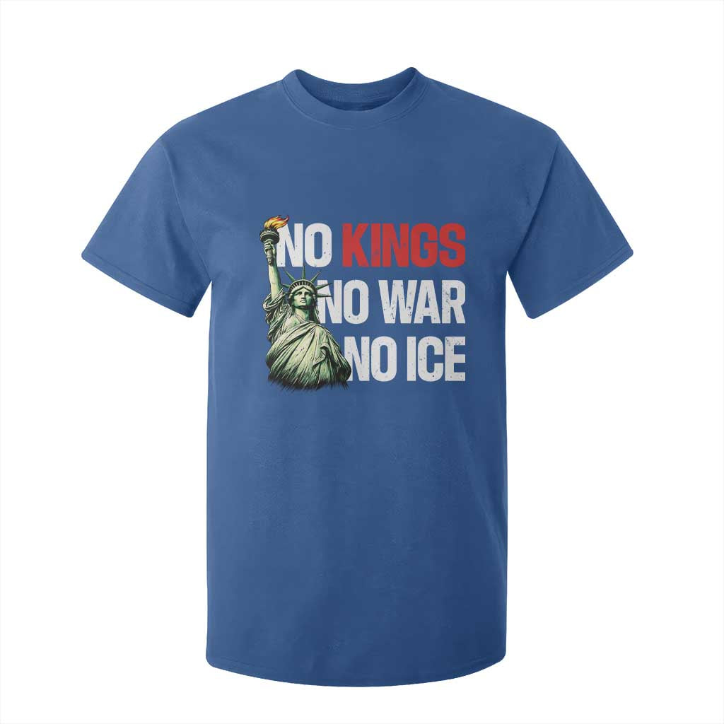 No Kings No Wars No Ice Statue of Liberty T Shirt For Kid American Flag Patriotic Protest Human Rights TS02 Royal Blue Print Your Wear