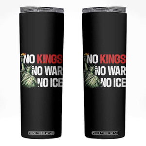 No Kings No Wars No Ice Statue of Liberty Skinny Tumbler American Flag Patriotic Protest Human Rights TS02 Black Print Your Wear