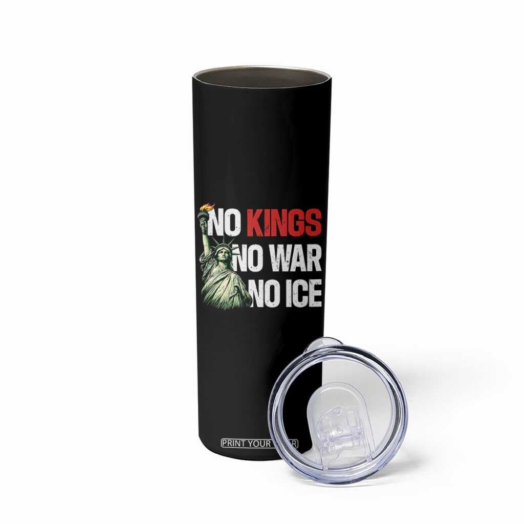 No Kings No Wars No Ice Statue of Liberty Skinny Tumbler American Flag Patriotic Protest Human Rights TS02 Print Your Wear