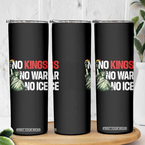 No Kings No Wars No Ice Statue of Liberty Skinny Tumbler American Flag Patriotic Protest Human Rights TS02 Print Your Wear