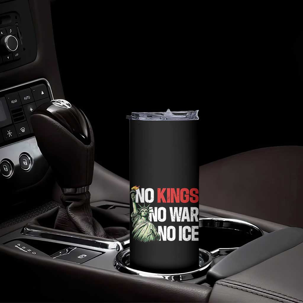 No Kings No Wars No Ice Statue of Liberty Skinny Tumbler American Flag Patriotic Protest Human Rights TS02 Print Your Wear
