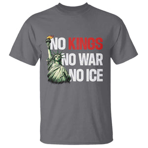 No Kings No Wars No Ice Statue of Liberty T Shirt American Flag Patriotic Protest Human Rights TS02 Charcoal Print Your Wear