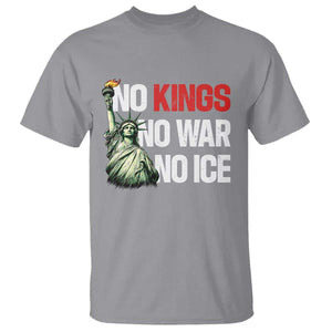 No Kings No Wars No Ice Statue of Liberty T Shirt American Flag Patriotic Protest Human Rights TS02 Sport Gray Print Your Wear