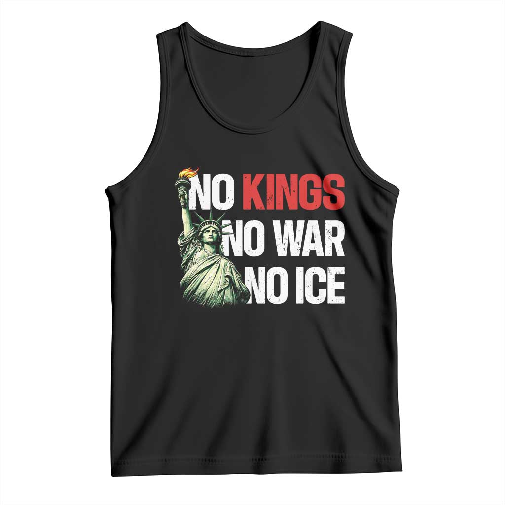 No Kings No Wars No Ice Statue of Liberty Tank Top American Flag Patriotic Protest Human Rights TS02 Black Print Your Wear