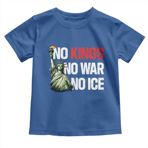 No Kings No Wars No Ice Statue of Liberty Toddler T Shirt American Flag Patriotic Protest Human Rights TS02 Royal Blue Print Your Wear