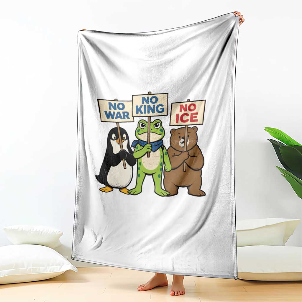 No Wars No Ice No Kings Animal Protest Throw Blanket Frog Penguin Bear Resist Human Rights Activist TS02 Print Your Wear