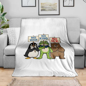 No Wars No Ice No Kings Animal Protest Throw Blanket Frog Penguin Bear Resist Human Rights Activist TS02 Print Your Wear