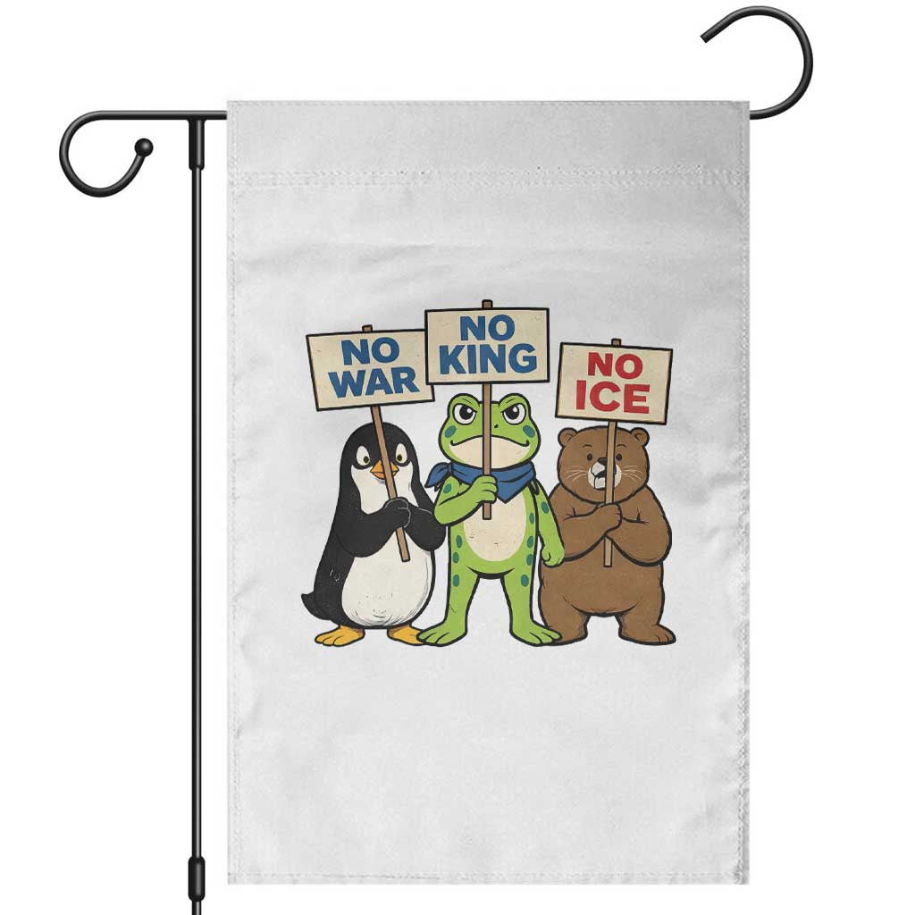 No Wars No Ice No Kings Animal Protest Garden Flag Frog Penguin Bear Resist Human Rights Activist TS02 White Print Your Wear