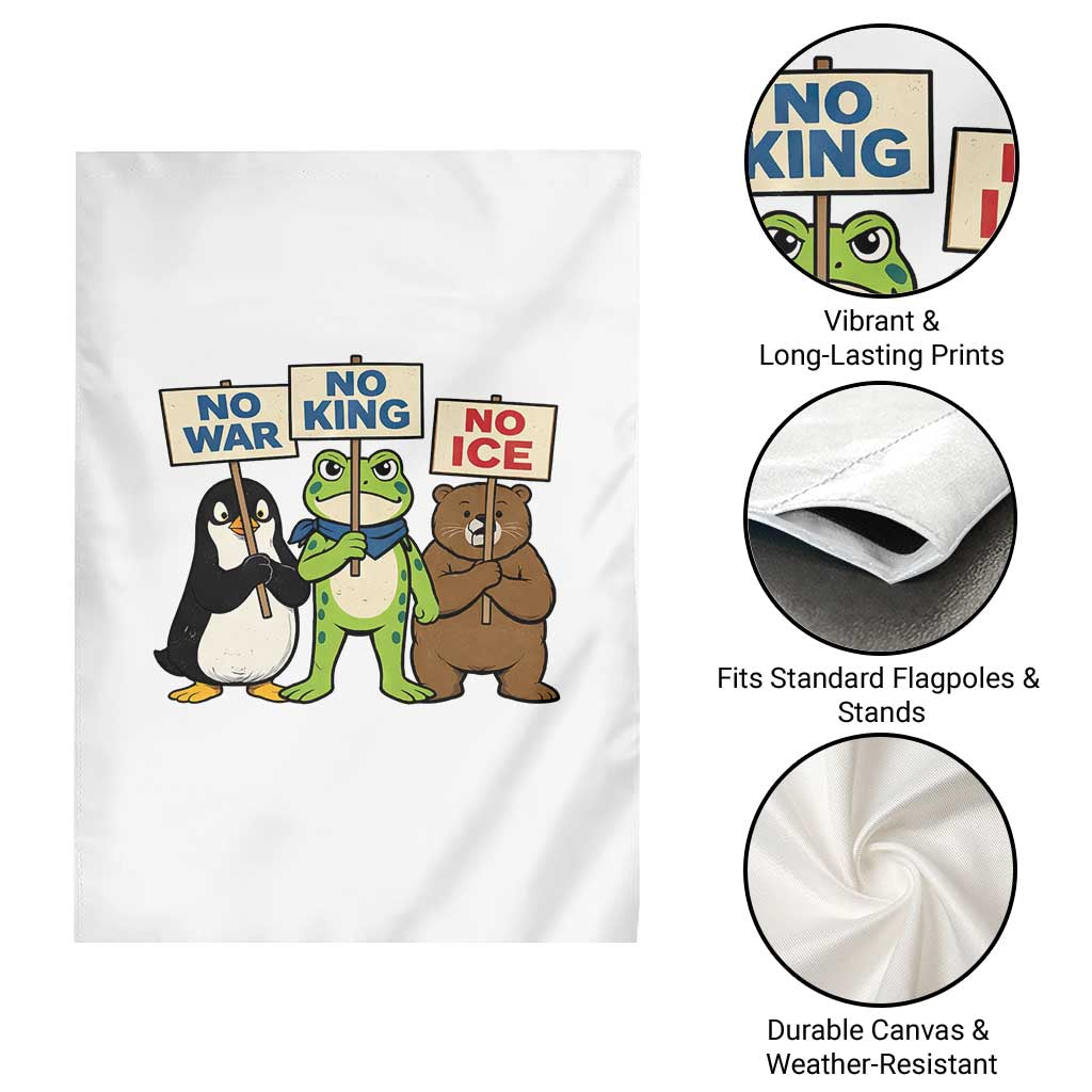 No Wars No Ice No Kings Animal Protest Garden Flag Frog Penguin Bear Resist Human Rights Activist TS02 Print Your Wear