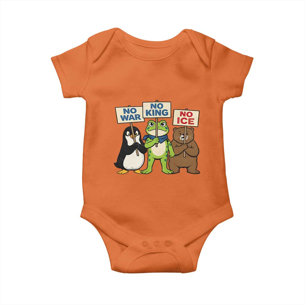 No Wars No Ice No Kings Animal Protest Baby Onesie Frog Penguin Bear Resist Human Rights Activist TS02 Orange Print Your Wear