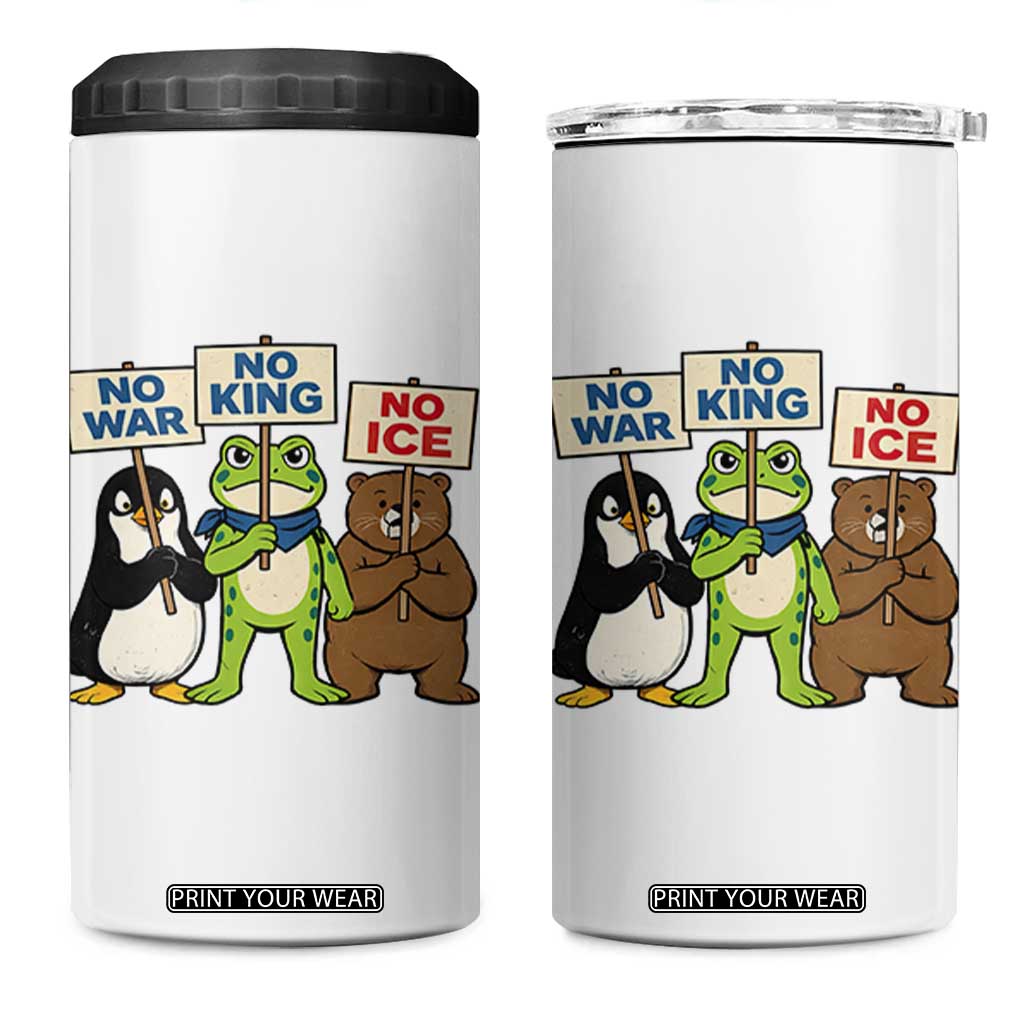 No Wars No Ice No Kings Animal Protest 4 in 1 Can Cooler Tumbler Frog Penguin Bear Resist Human Rights Activist TS02 One Size: 16 oz White Print Your Wear