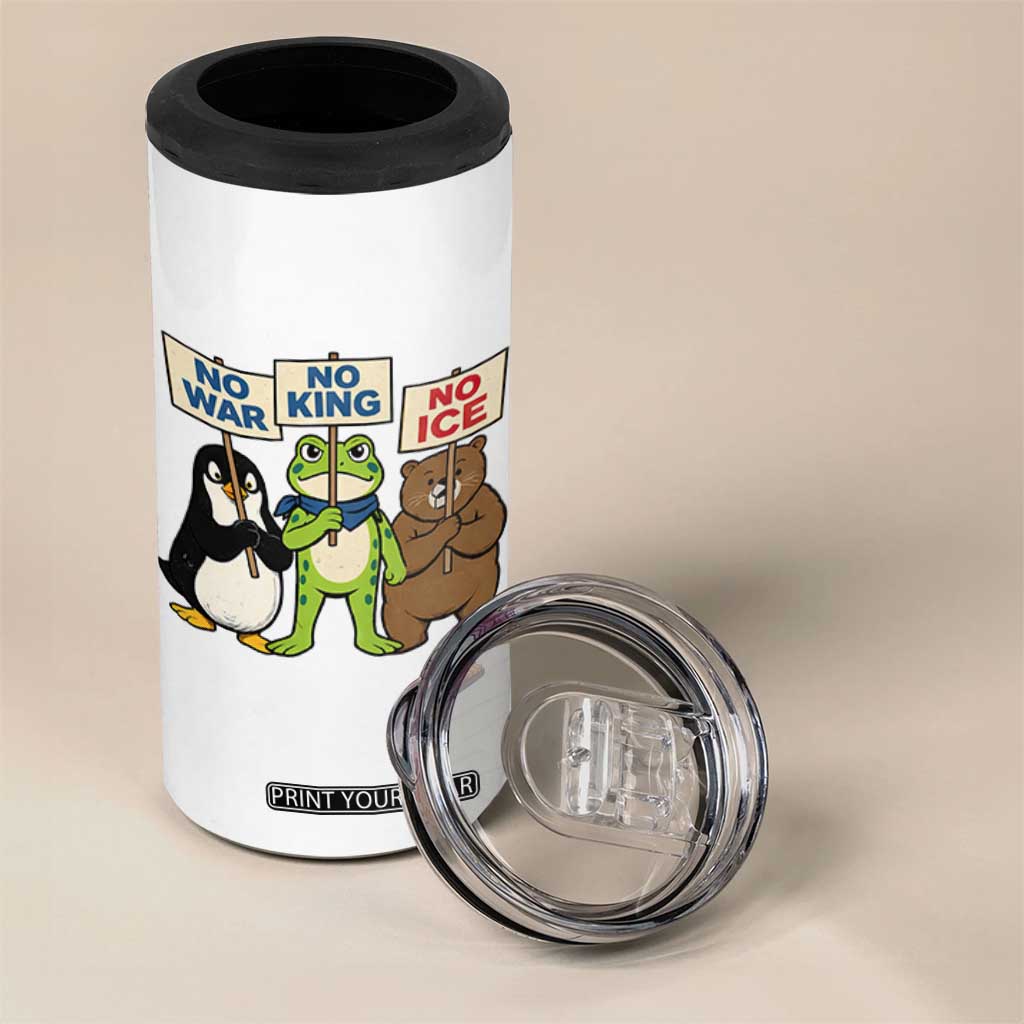 No Wars No Ice No Kings Animal Protest 4 in 1 Can Cooler Tumbler Frog Penguin Bear Resist Human Rights Activist TS02 Print Your Wear